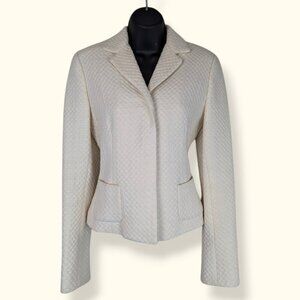 Tahari Off-White Knit Wool Blend Coat